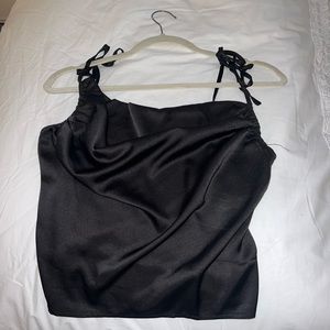 Black silk crop top